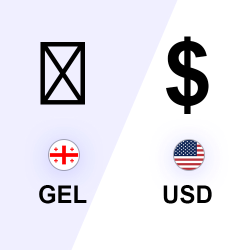1 Georgian Lari in USD dollar (GEL to USD)